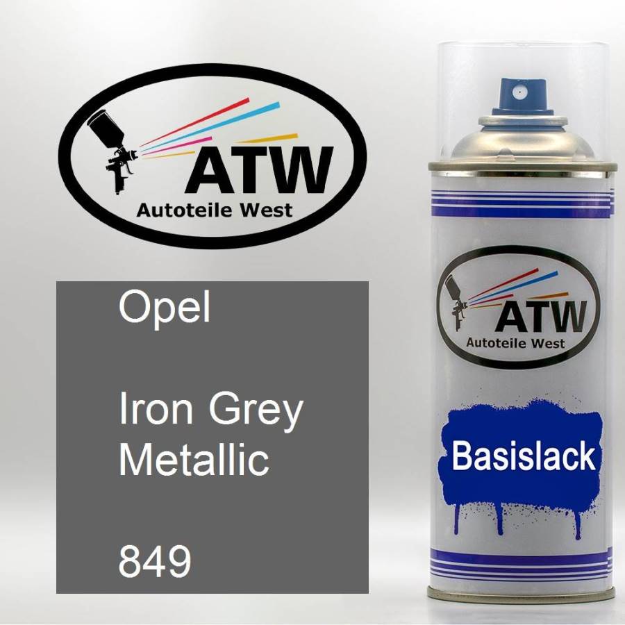 Opel, Iron Grey Metallic, 849: 400ml Sprühdose, von ATW Autoteile West.